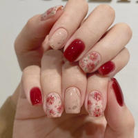 24pcs/set Uñas Postizas Largas Medias Falsas De Cuadrado Ballet Con Flores Y Mariposa Azul Verde Para La Temporada De Primavera Y Verano - details 31