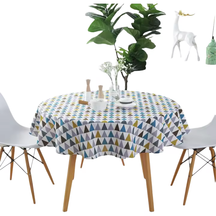 Manteles redondos nórdicos lavables, almohadilla de algodón y lino para mesa de comedor, 100/120/150CM, adecuado para banquete, boda, navidad - 1