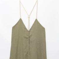 PB&ZA2025Vestido holgado y cómodo con cuello en V, línea A simple, color sólido, con tirantes, falda larga, novedad de verano, ropa de mujer - details 12