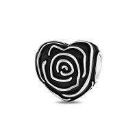 Colgante con cuentas de corazón amoroso de rosa negra plateada, pulsera para hacer joyas, regalo del día de San Valentín - details 0