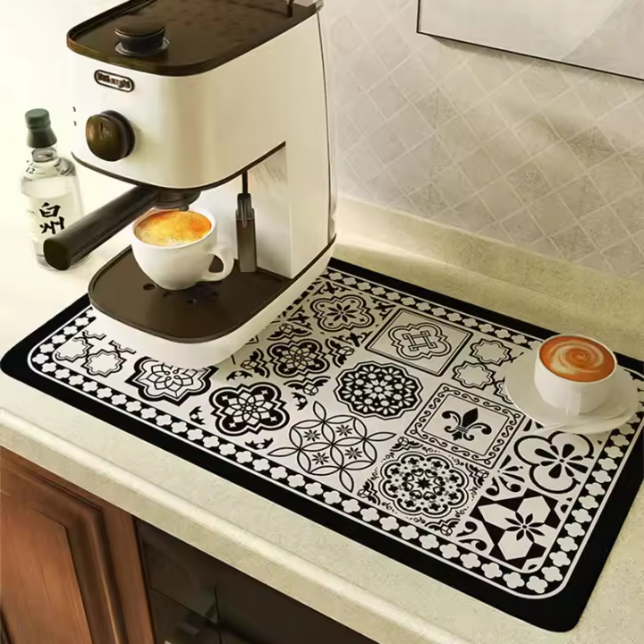 Almohadilla de drenaje para máquina de café, estera súper absorbente para secado de platos, almohadilla de drenaje para vajilla, alfombra de secado rápido, mantel individual para vajilla de cocina - 1