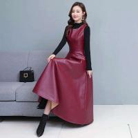 Camiseta sin mangas de cuero PU para mujer con bolsillos moda Otoño e Invierno Oficina A-e vestido largo de fiesta para mujer C235 - details 4
