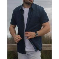 ZAFUL-Camisa de manga corta con botones para hombre, camisa de caña de color sólido con bolsillo frontal, estilo básico, minimalista texturizado, 2024 - details 5