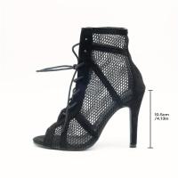 Zapatos De Baile Latina Para Mujer Y Niñas Zapatos De Baile De Pared Altos Con Tacón Blanco Botas Ajustables Para Fiesta Y Competencia - details 1
