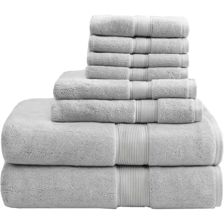 Juego de Toallas de Baño de Lujo 100% Algodón, 800g/m, Tamaño Grande 137 x 76 x 0,5 cm, Elegante Plateado - 1