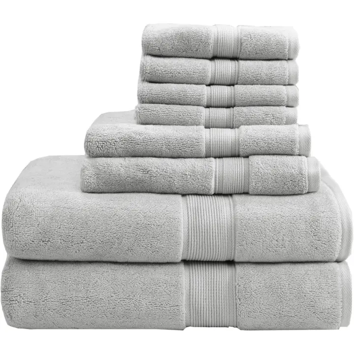 Juego de Toallas de Baño de Lujo 100% Algodón, 800g/m, Tamaño Grande 137 x 76 x 0,5 cm, Elegante Plateado - 1