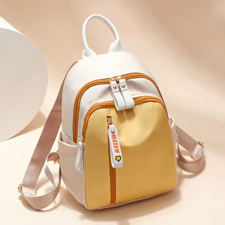 Bolso Mochila De Tela Oxford 2025 Nueva Mochila Escolar De Color De Contraste De Gran Capacidad A La Moda Para Mujer - 1