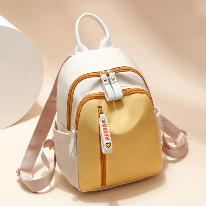 Bolso Mochila De Tela Oxford 2025 Nueva Mochila Escolar De Color De Contraste De Gran Capacidad A La Moda Para Mujer - 1