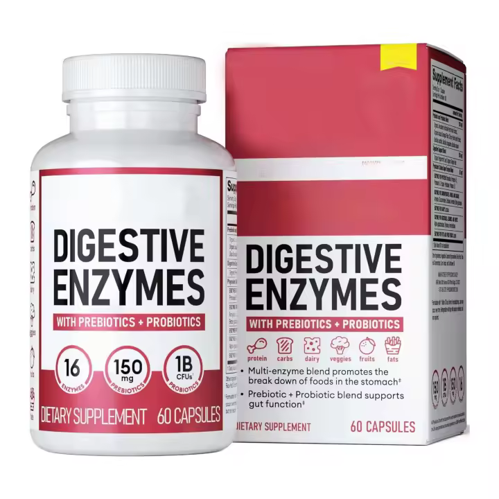 Enzimas digestivas para la salud intestinal - Multi enzimas probióticas con prebióticos y probióticos con lipasa para mujeres y hombres para la salud digestiva, enzimas diarias para la digestión - 1