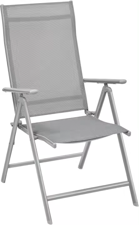 Sillas Plegables de Jardín, Juego de 4, Silla de Exterior con Marco de Metal, Respaldo Reclinable en 8 Ángulos, Carga de 150 kg, Gris GCB30GY - 1