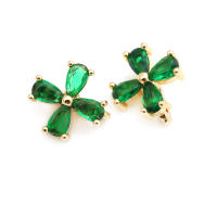 10 Uds. De latón y circonita de Color dorado de 18K, 3 agujeros, pulseras con conexión de flores, collares, cuentas espaciadoras, fabricación de joyas Diy de alta calidad - details 13
