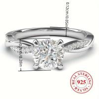 Anillo de Compromiso de Plata Esterlina 925 con Zirconia Brillante Anillo de Boda de Alta Calidad - details 4