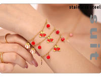 Lujoso collar de joyería temática brillante pendientes de pulsera Mujer impermeable Joyas de Maple inoxidable Exquisito conjunto - details 4