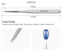 Brocha de Línea de Plata de Nail KADS 3Pcs Herramienta Profesional para Manicura y Arte de Belleza Diseñada para Presionar en Punta de Uñas - details 4