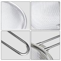 Colador de malla de acero inoxidable 304, cuchara, utensilios de cocina, colador de alimentos plateado, cuchara de fideos coreanos, tamiz de mango largo - details 6