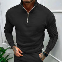 Chaqueta de color liso con cuello alto y media manga larga, para hombre - details 18