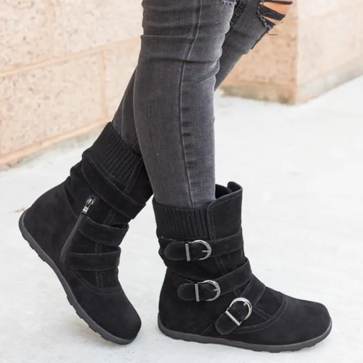 Botas cortas planas Martin de moda para mujer, Atos de otoño e invierno - 1