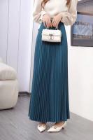 Falda Plisada Elegante Para Mujer Cintura Alta Larga Midi Color Negro Alta Calidad Saia Elegante Para Damas De Negocios Y Fiestas - details 22