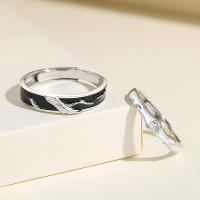 Anillo de pareja de 34 tipos, simple y moderno, par de circonitas de corona para hombres y mujeres, anillo de diamantes de simulación de boda abierto - details 22