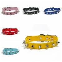 Productos para mascotas, Collar de cuero para perros y gatos, collares con tachuelas y pinchos coloridos y frescos, collar ajustable exquisito para mascotas, fotografía - details 1