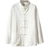 XXXXXL-Blusa holgada de algodón y lino para hombre, camisa de manga larga sin cuello, con botones de rana, talla grande, M-5XL de gran tamaño - details 0