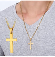 Collar Cruz de Acero Inoxidable Encanto de Cadena Punk Hip Hop para Mujeres Hombres - details 4
