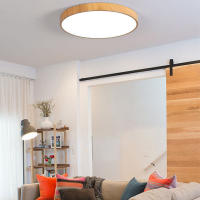 Luz LED de techo minimalista moderna, accesorios de iluminación de techo de grano de madera de forma redonda montada al Ras para dormitorio/pasillo/Bal - details 2