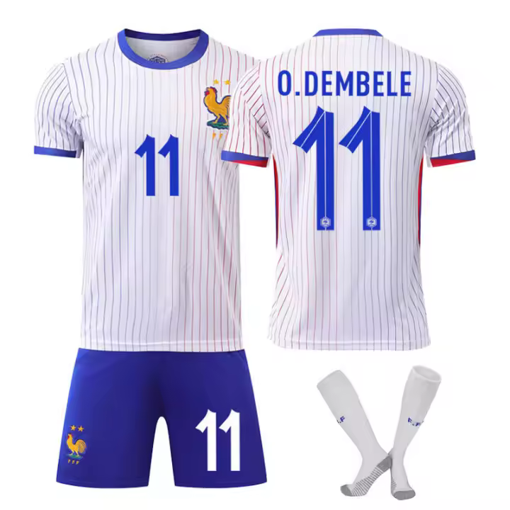 2425 Francia Camiseta de Fútbol Visitante Blanca No. 10 Mbappé No. 9 Giroud No. 11 Dembele - 1
