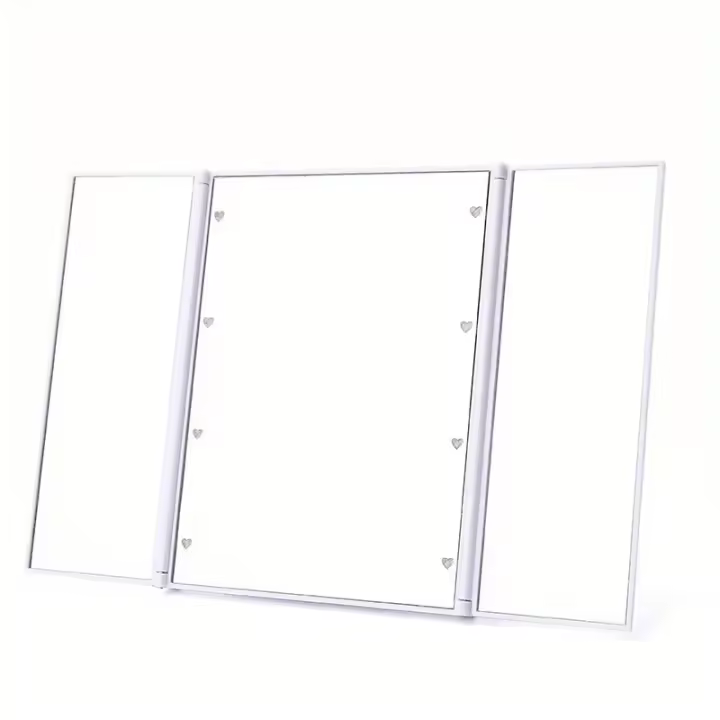 Obtenga el aspecto perfecto en cualquier lugar con el espejo de maquillaje LED portátil de tres lados, ¡Ideal para viajes y retoques! - 1