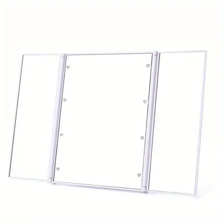 Obtenga el aspecto perfecto en cualquier lugar con el espejo de maquillaje LED portátil de tres lados, ¡Ideal para viajes y retoques! - 1