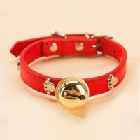Cadena de campana dorada para perro, Collar de campana con estampado de pata de gato de PU, anillo de cuello de perro de aleación ajustable con campana, Collar de fiesta para perro - details 4