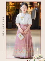 Conjunto de falda con cara de caballo para niñas chinas, color rosa, nuevo estilo occidental de alta gama, estilo antiguo Ming Hanfu Tang para niños - details 5