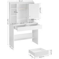 Tocador con Luces LED con Brillo Ajustable, Mesa de Maquillaje con Espejo, Espacioso, Estantes Ajustables, 2 Cajones, Mesa de Maquillaje, Blanco Nube - details 13