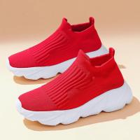 Zapatos Deportivos Con Plataforma A La Moda Para Hombre, Zapatillas Informales De Punto Rojo De Alta Calidad, Zapatillas Para Correr Ligeras Y Transpirables Sin Cordones Para Hombre - details 5