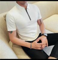 Polo de manga corta bordado de malla transpirable de verano para hombre, camiseta informal de negocios con solapa y media cremallera, - details 11