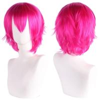 Pelucas sintéticas rectas cortas universales, extensión de cabello falso, peluca colorida para Cosplay, pelucas de fiesta de Anime rojas en capas, juego de rol - details 16