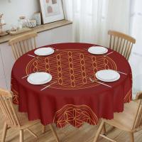 Mantel circular mandala, flor de loto de la vida, impermeable, resistente al aceite, 60 pulgadas, forma geométrica sagrada - details 9