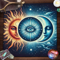 Mantel Págano Divinatorio Azul Sol y Luna Decoración de Hogar Wicca para Tarot y Brujería - details 3