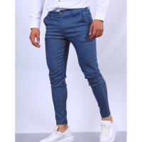 Nuevos pantalones formales informales con textura de Color sólido para hombre, pantalones ajustados cónicos populares para las cuatro estaciones - details 2