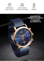 Reloj deportivo de acero inoxidable para hombre de lujo premium, 44,5 mm, multifuncional, moda, oro, negro, negocios, 3 bar, resistente al agua, reloj de pulsera de cuarzo para hombre - details 9