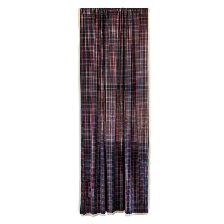 Cortinas y manteles de algodón y lino para decoración navideña, cuadros de gingham - 1