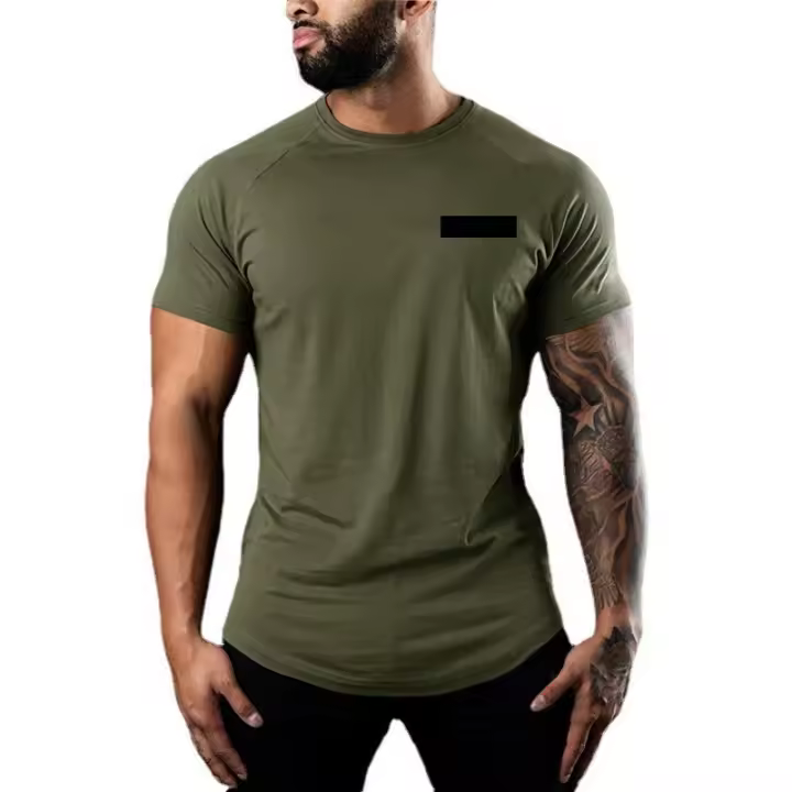 Camiseta Deportiva de Verano para Hombres Ajuste Delgado, Manga Corta, Estampado Casual, Top de Algodón para Gimnasio y Fitness - 1