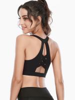 Tops cortos cruzados para mujer, camisa deportiva de Yoga de manga corta negra - details 3