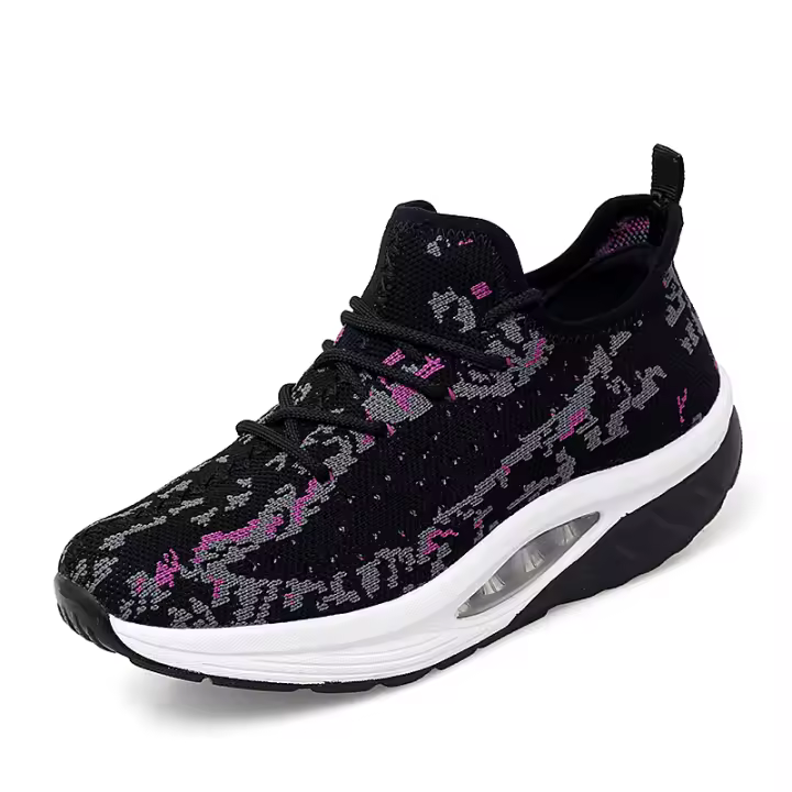 Zapatos deportivos de marca para mujer, zapatos de suela gruesa, zapatos de plataforma con tejido volador, zapatos tonificadores para mujer, zapatillas de deporte con cuña, zapatos con balancín transpirables - 1