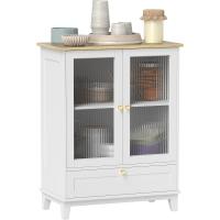 Aparador de Vidrio de 2 Puertas Mueble Ajustable para Sala de Estar y Dormitorio 68x35x85 cm - details 0