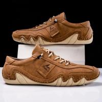 Zapatos informales de cuero hechos a mano para hombre, zapatillas con cordones, mocasines transpirables, suaves, planos, para conducir - details 17