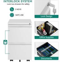 Cajonera de Oficina Móvil, 2 Cajones Cajonera de Oficina Metálica con Ruedas, Mueble Oficina Archivador con Cerradura y Llave para Carta/A4, Blanco, 51 x 39 x 71cm - details 3