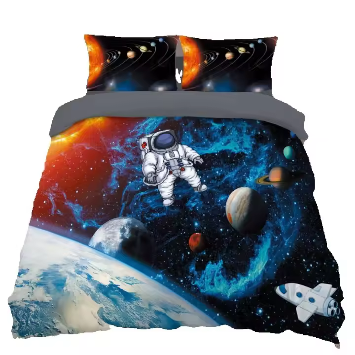 Cubierta de Edredón de Galaxia 3D Juego de Ropa de Cama de Astronautas - 1