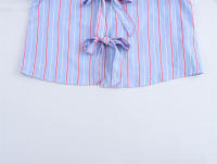 OUWU- Blusas A Rayas Con Cordones Para Mujer, Top Elegante Con Cuello En V Y Manga Larga Con Lazo, Camisa Holgada De Calle Dulce, Novedad De Primavera Y Verano 2025 - details 8