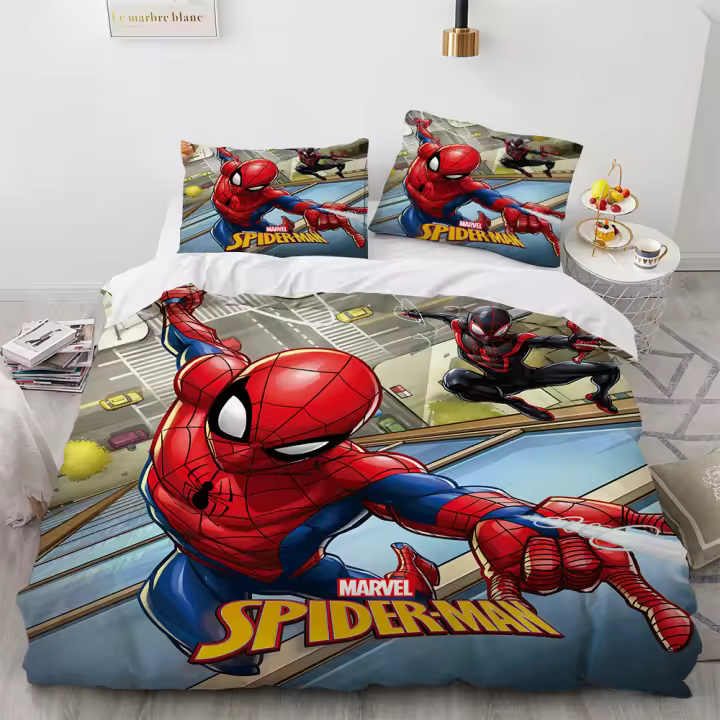 Juego de Fundas de Dormitorio de Spider Man Dibujos Animados Funda de Cama Universal para Niños y Niñas Decoración de Habitación Regalo de Almohada - 1